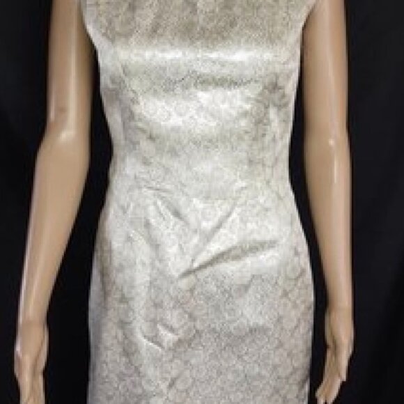 Vintage Dresses & Skirts - Vintage Silver Metallic starburst embossed back zip dress Monroe inspired